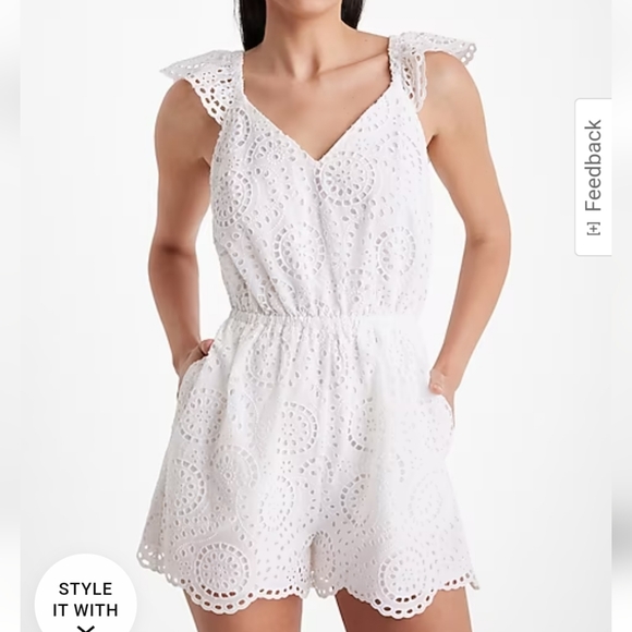 Express Pants - Express Eyelet White Romper